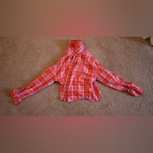 Wonder Nation (girls/kids) Size 18 pink and orange plaid button up flannel